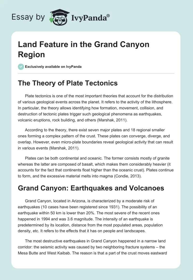Land Feature in the Grand Canyon Region. Page 1