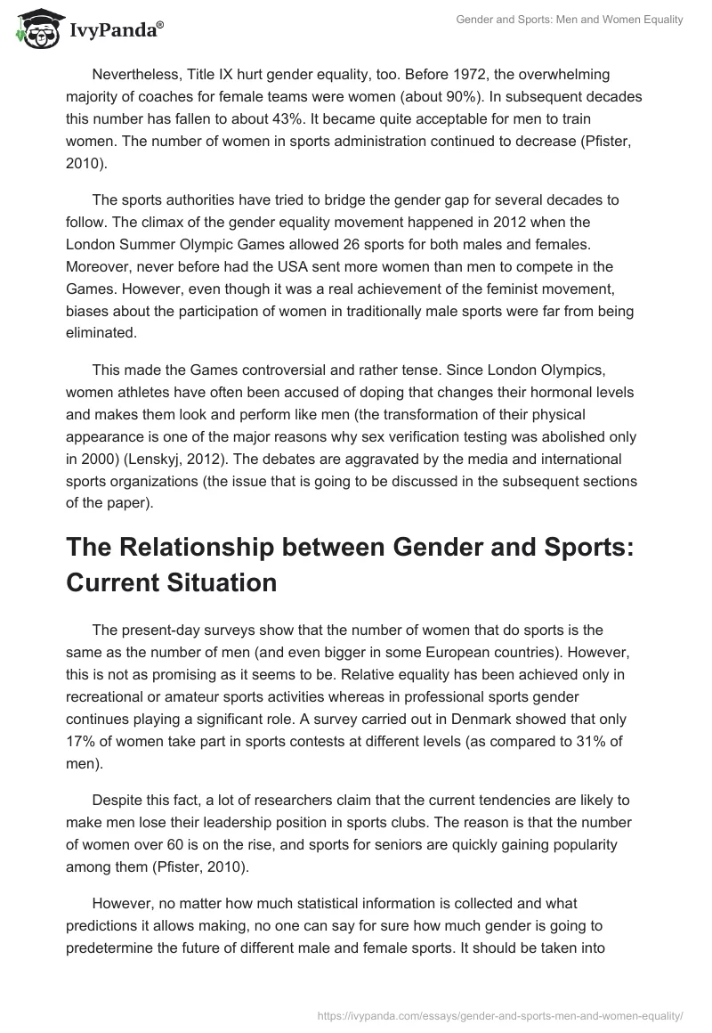 Gender and Sports: Men and Women Equality. Page 4