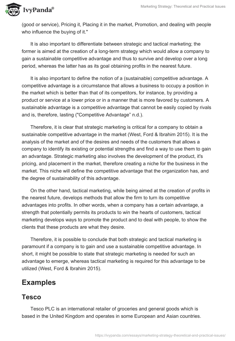 Marketing Strategy: Theoretical and Practical Issues. Page 2