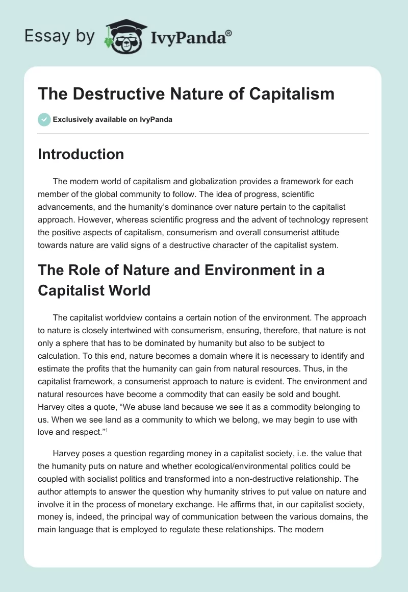 The Destructive Nature of Capitalism. Page 1