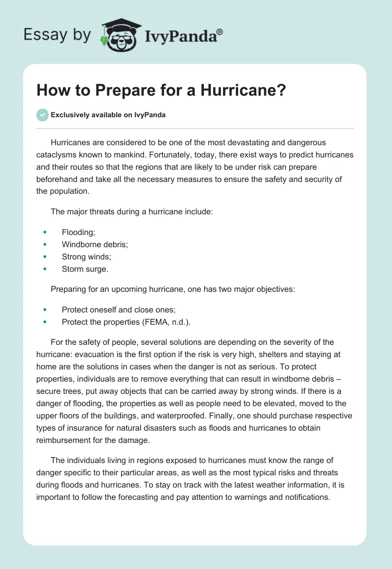 How to Prepare for a Hurricane?. Page 1