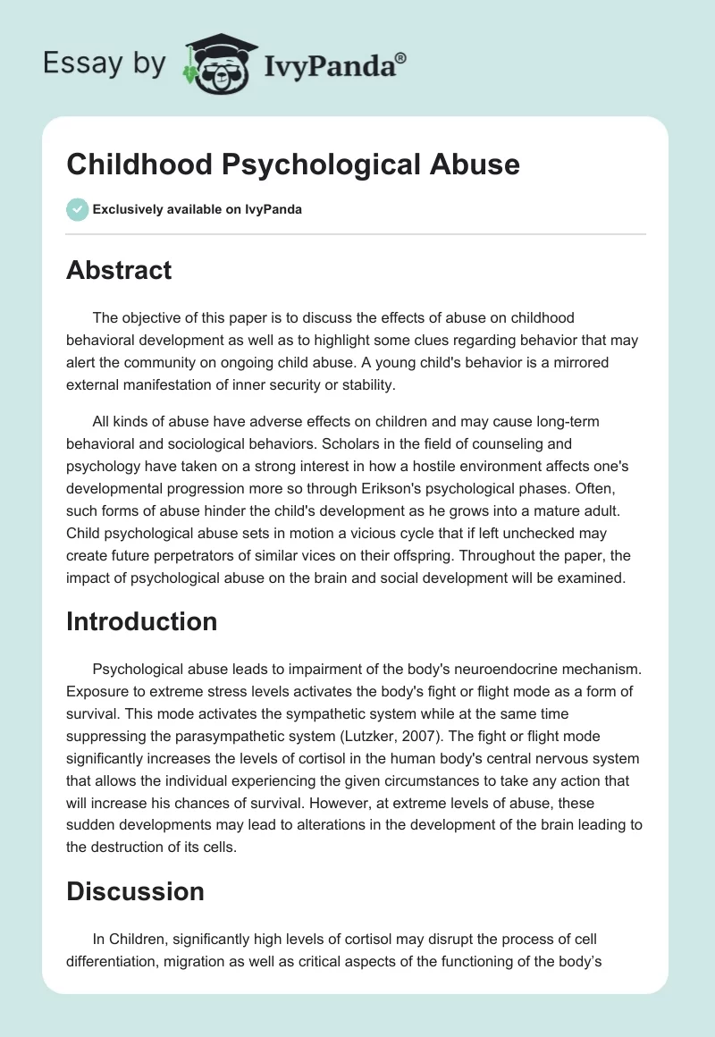 Childhood Psychological Abuse. Page 1