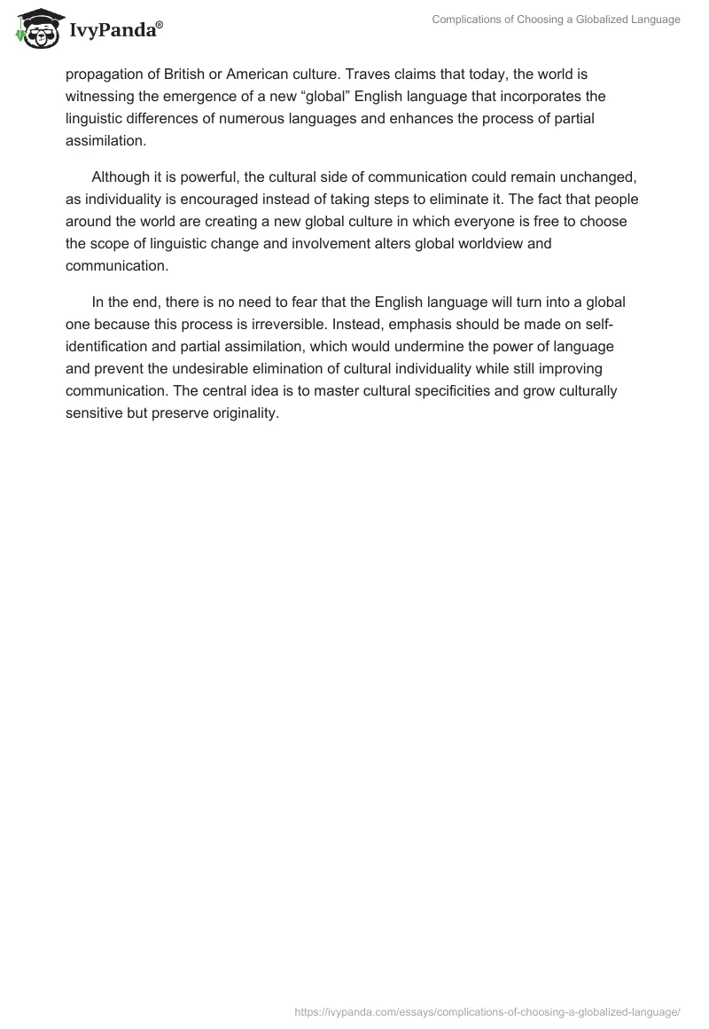Complications of Choosing a Globalized Language. Page 2