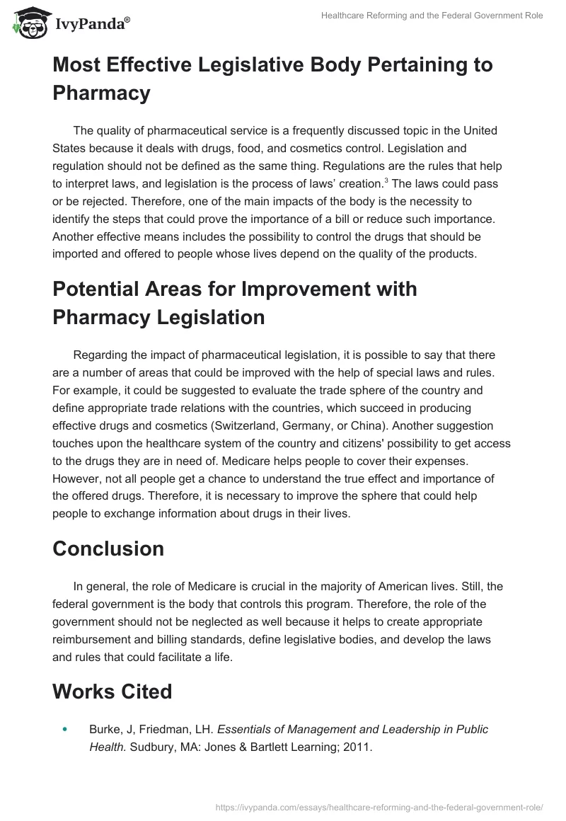 Healthcare Reforming and the Federal Government Role. Page 3