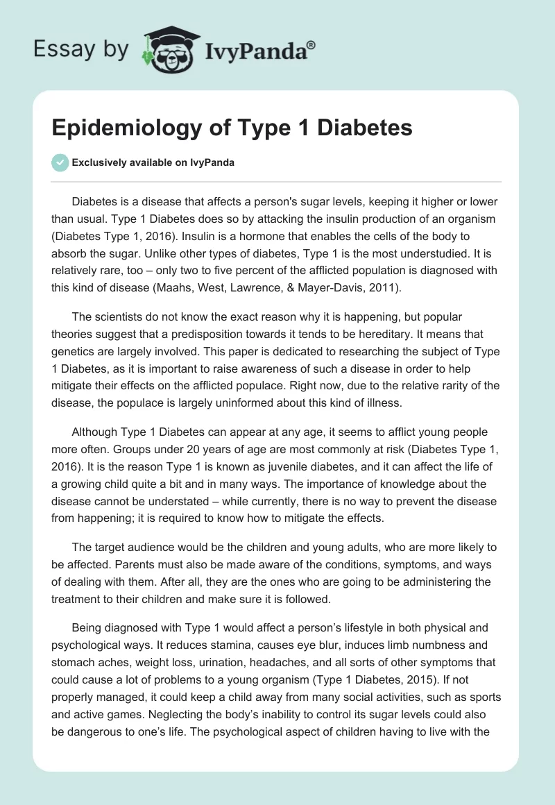 Epidemiology of Type 1 Diabetes. Page 1
