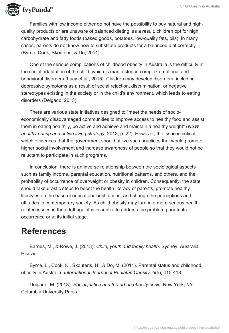 Child Obesity in Australia. Page 3
