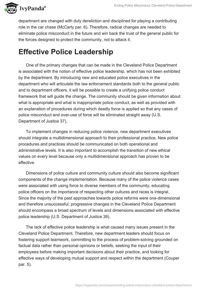 Ending Police Misconduct: Cleveland Police Department. Page 2