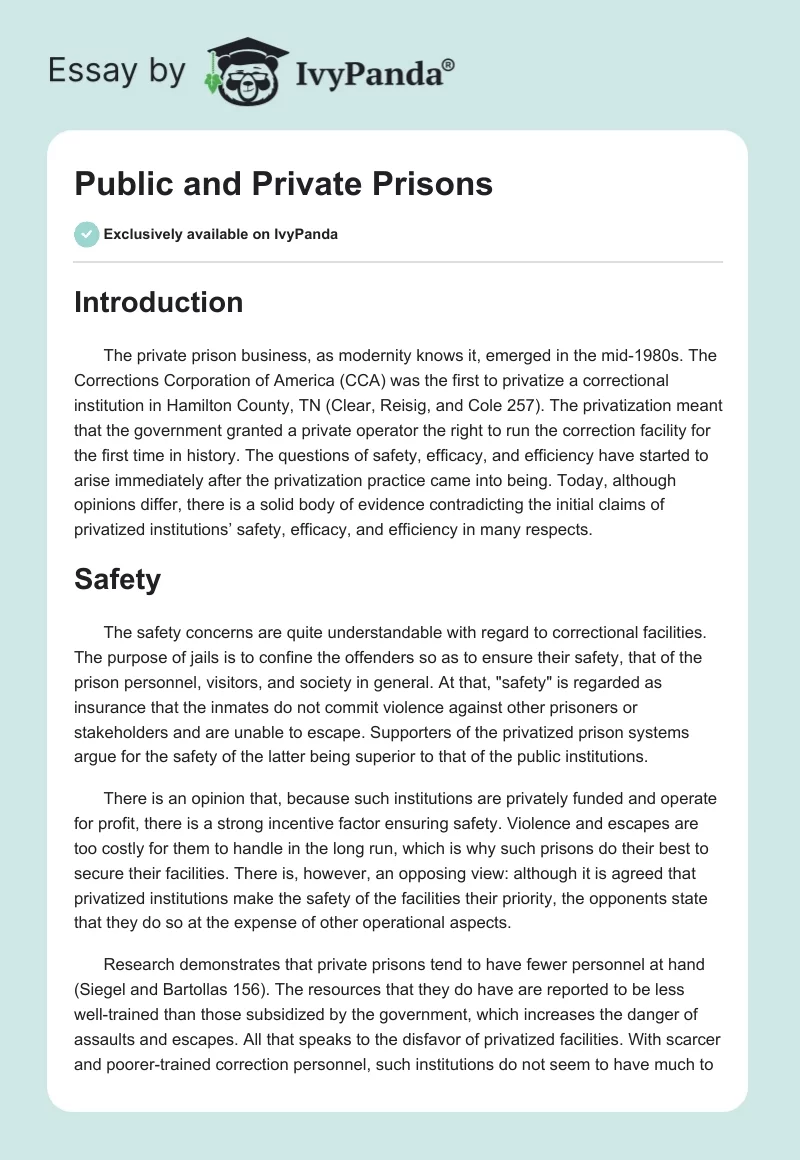 Public and Private Prisons. Page 1