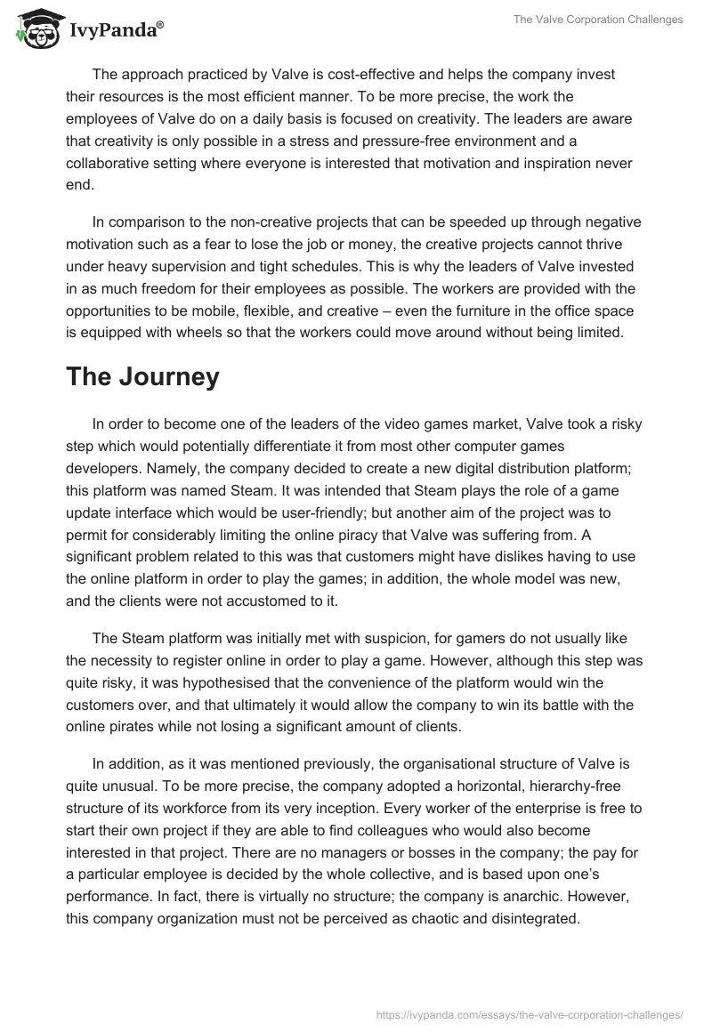 The Valve Corporation Challenges. Page 3