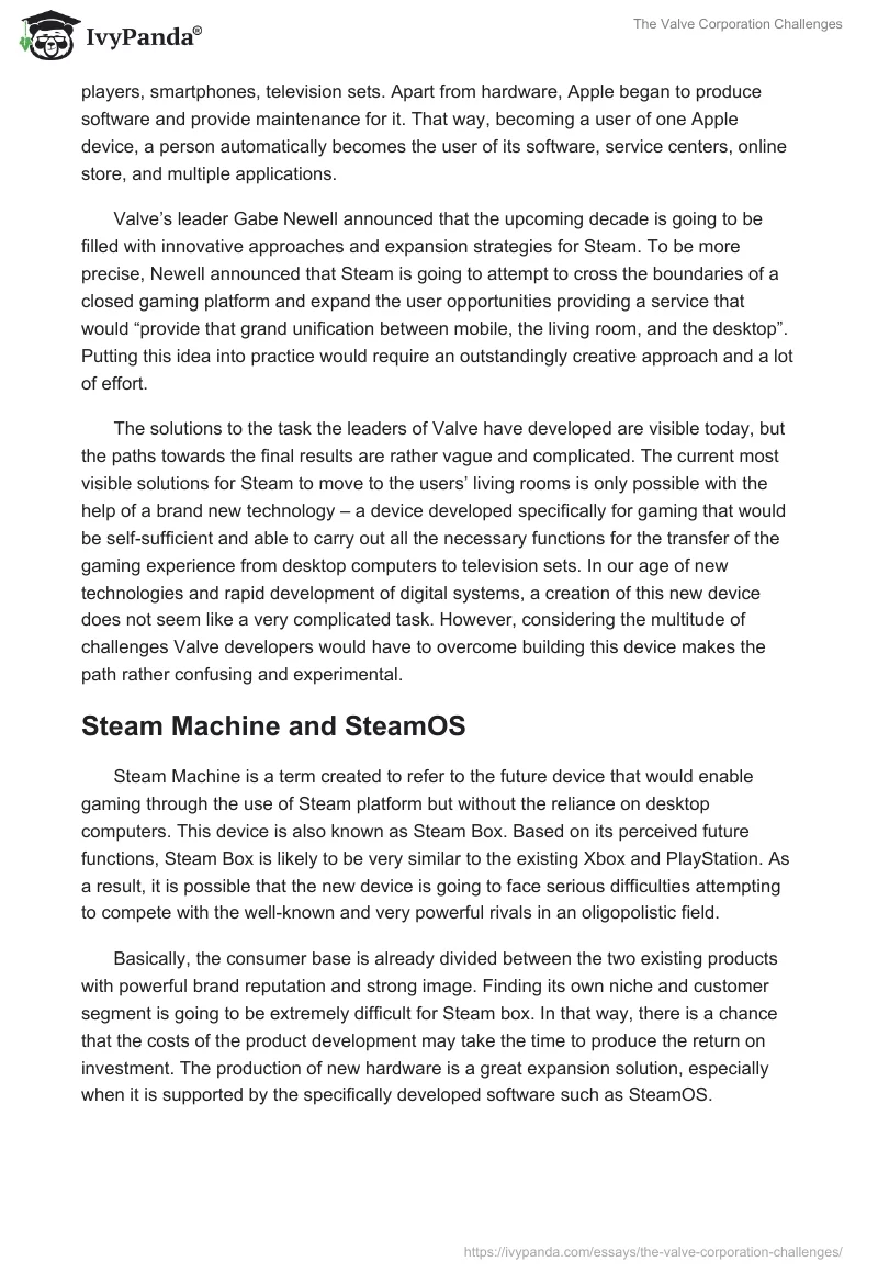 The Valve Corporation Challenges. Page 5