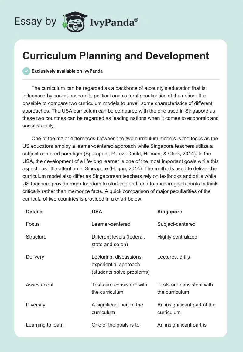 Curriculum Planning and Development. Page 1