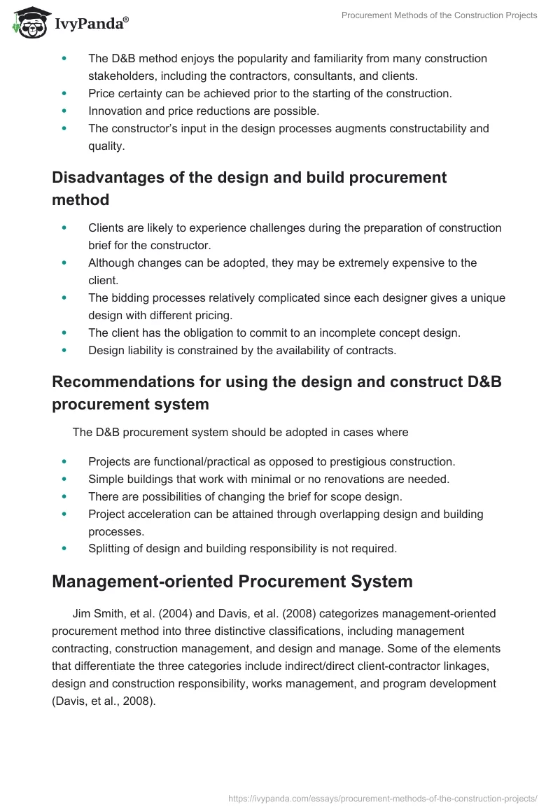 Procurement Methods of the Construction Projects. Page 4