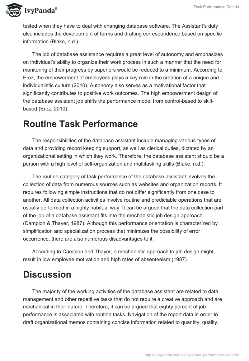 Task Performance Criteria. Page 2