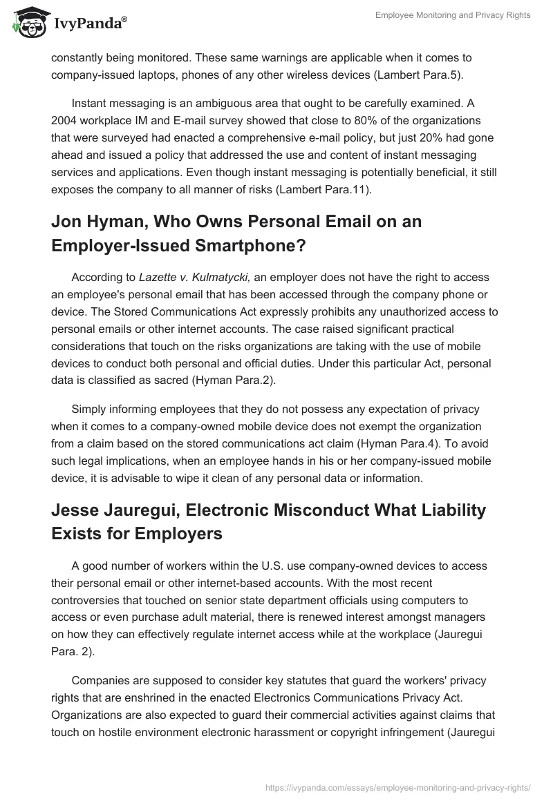 Employee Monitoring and Privacy Rights. Page 2