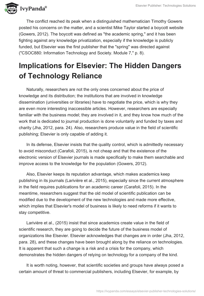 Elsevier Publisher: Technologies Solutions. Page 2