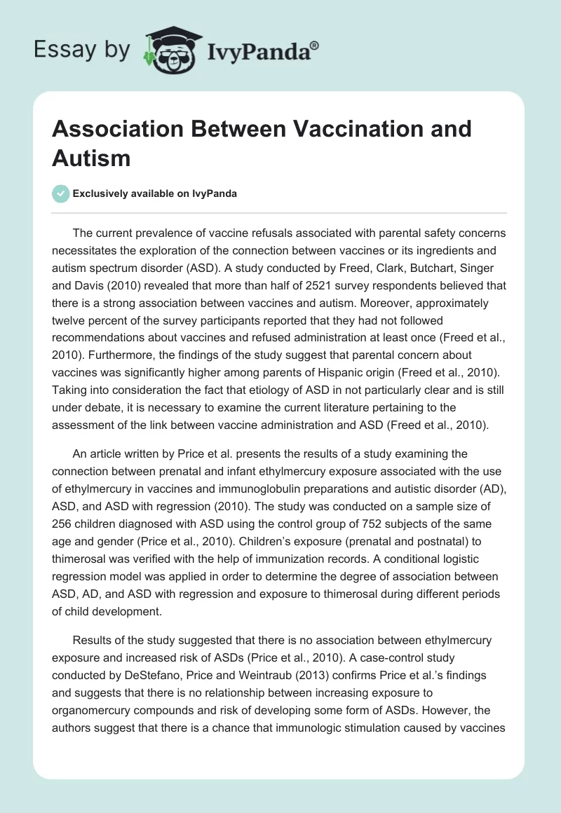 Association Between Vaccination and Autism. Page 1