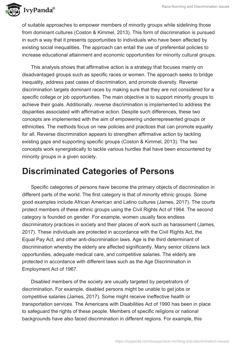 Race-Norming and Discrimination Issues. Page 2