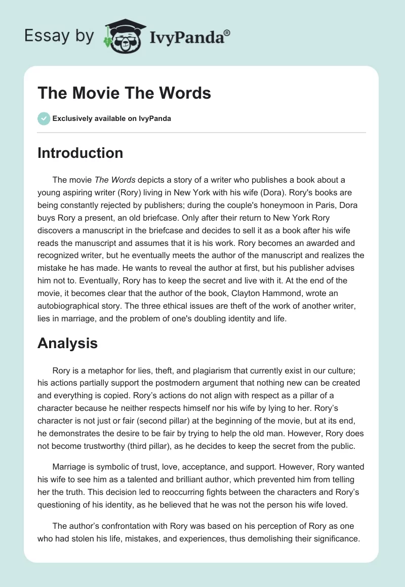 The Movie "The Words". Page 1