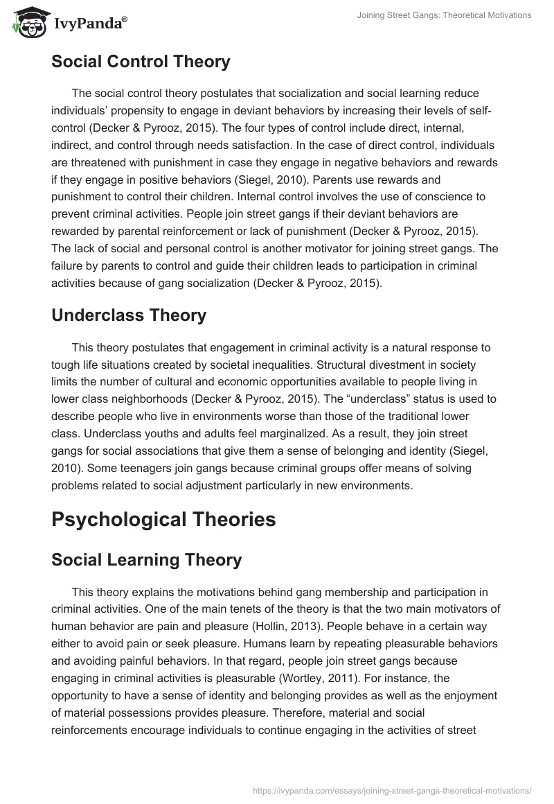 Joining Street Gangs: Theoretical Motivations. Page 4