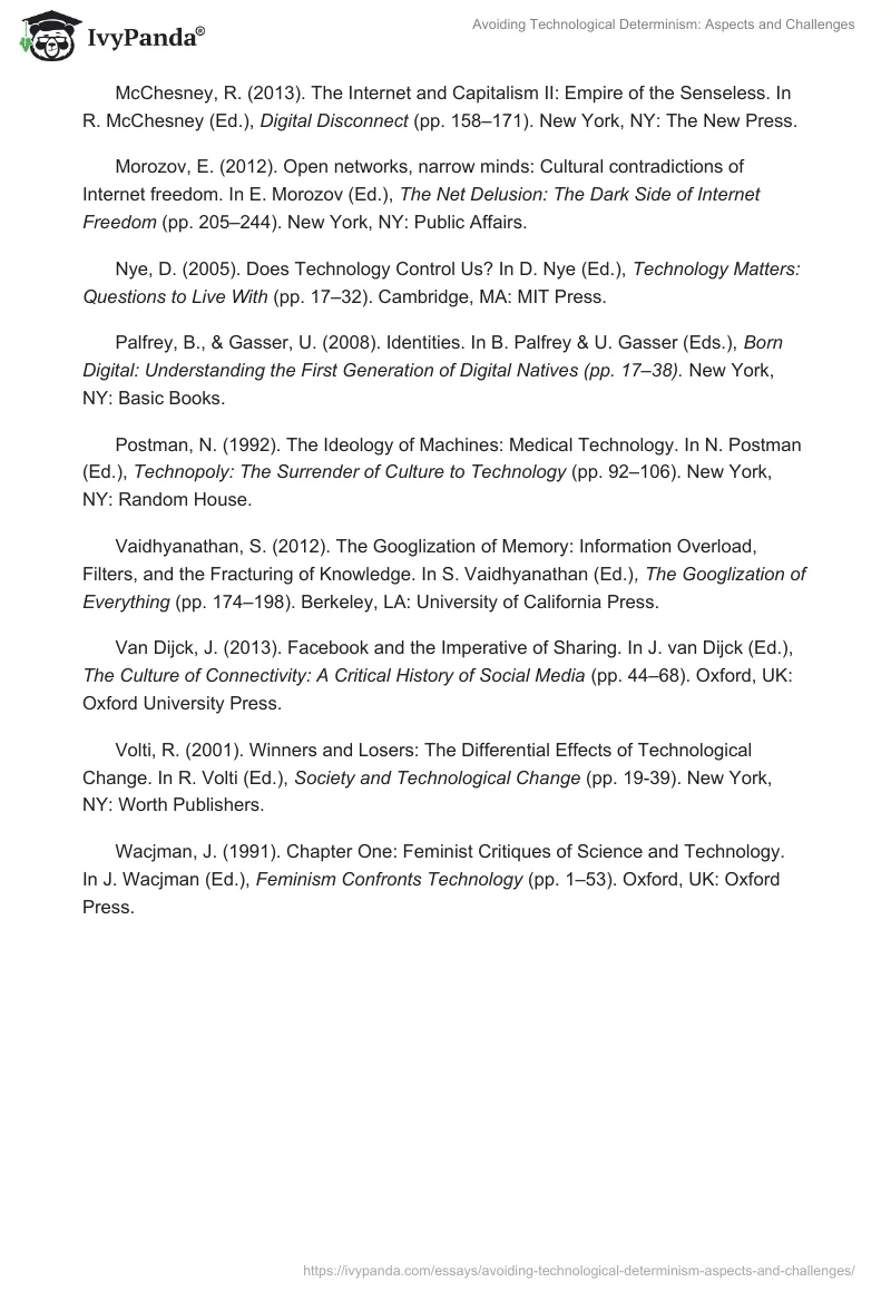 Avoiding Technological Determinism: Aspects and Challenges. Page 5