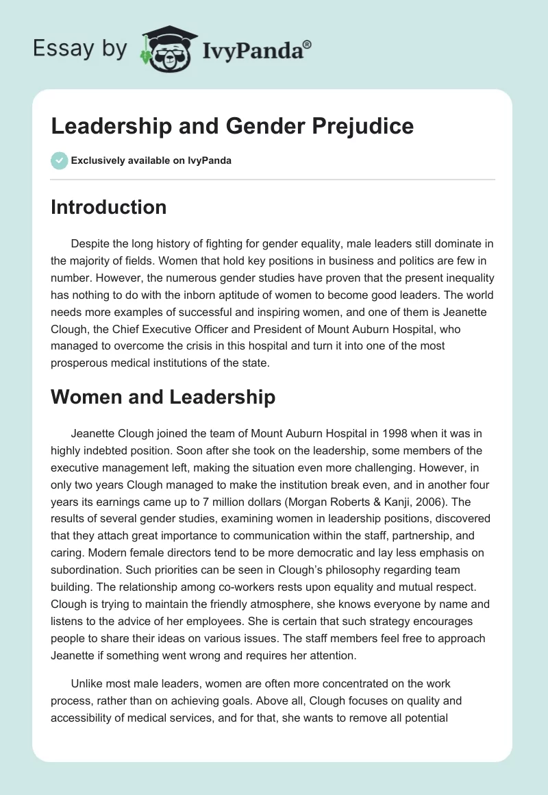 Leadership and Gender Prejudice. Page 1