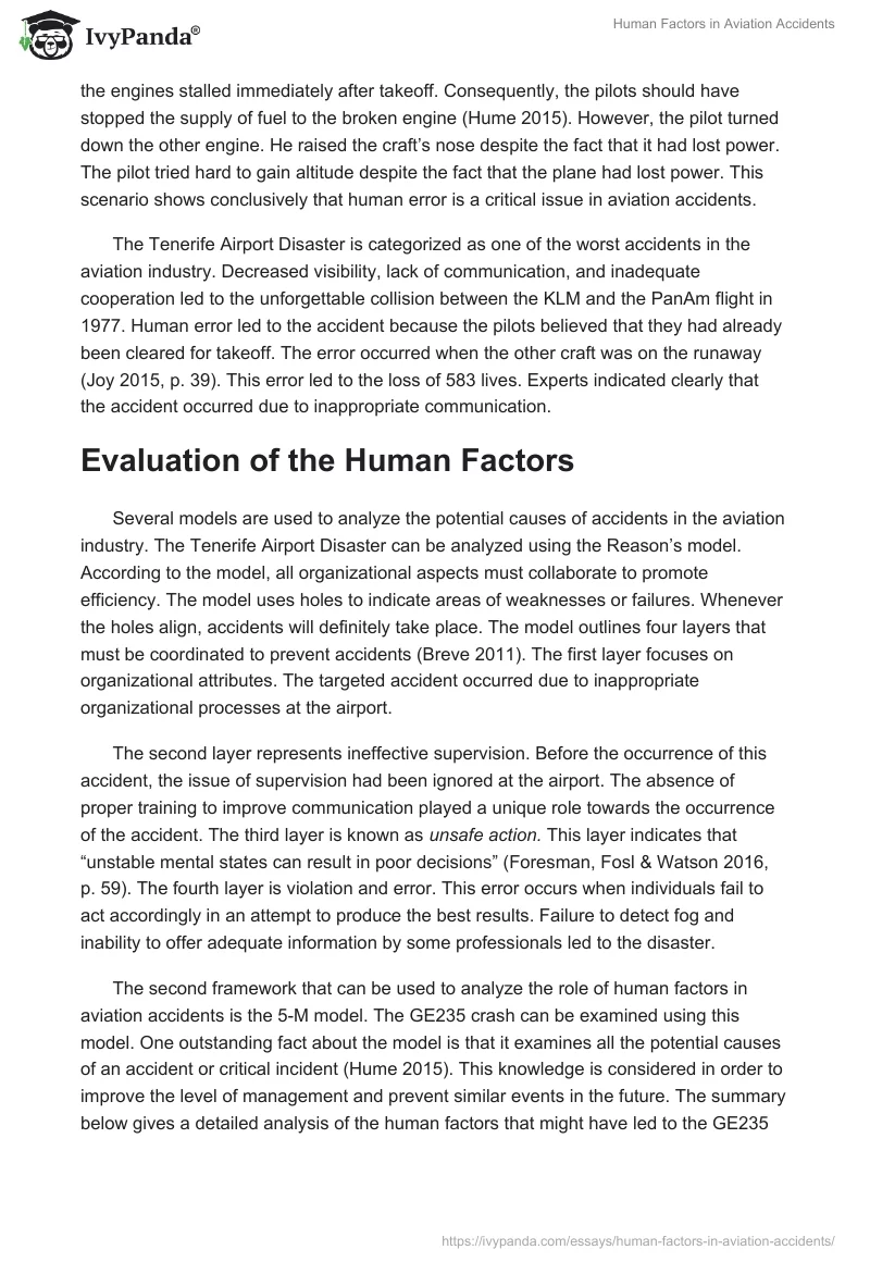 Human Factors in Aviation Accidents. Page 2