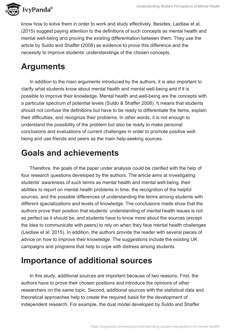 Understanding Student Perceptions of Mental Health. Page 2