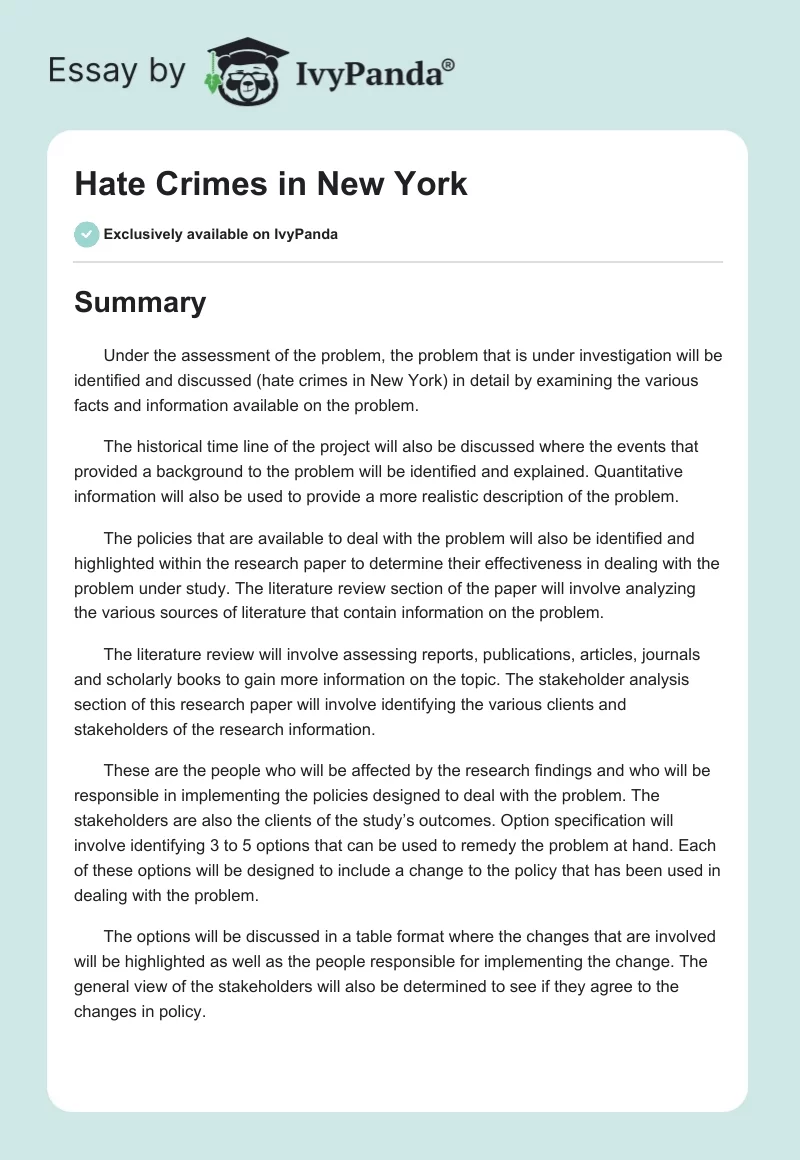 Hate Crimes in New York. Page 1