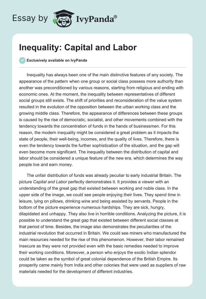 Inequality: Capital and Labor. Page 1