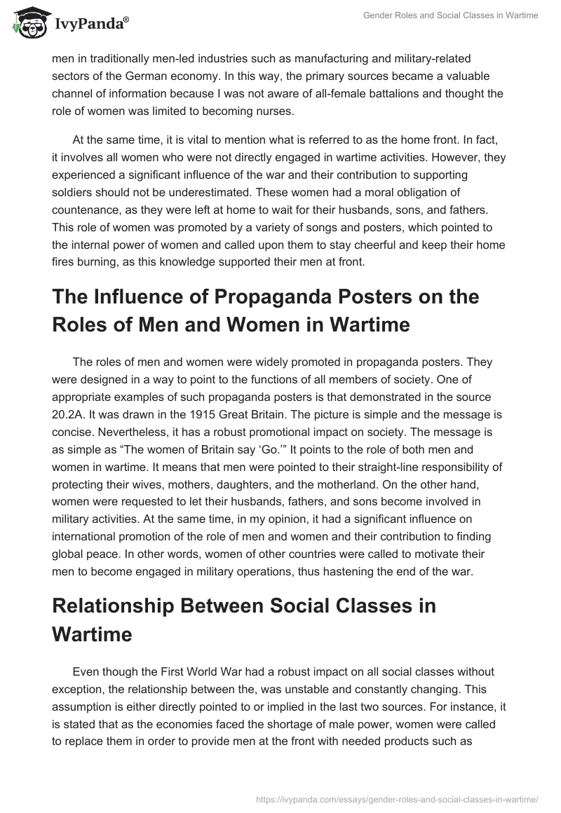 Gender Roles and Social Classes in Wartime. Page 2
