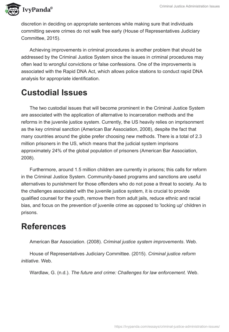 Criminal Justice Administration Issues. Page 2