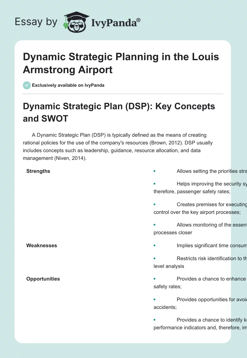 Dynamic Strategic Planning in the Louis Armstrong Airport. Page 1