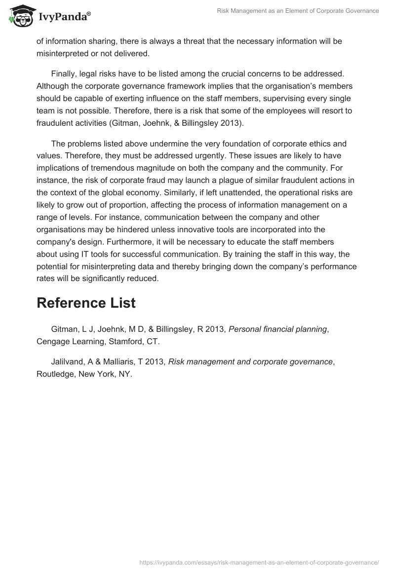 Risk Management as an Element of Corporate Governance. Page 2