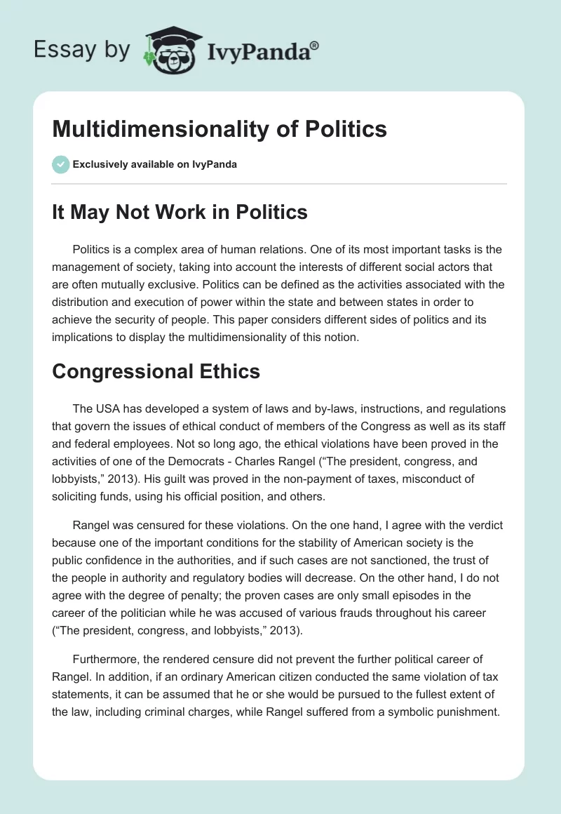 Multidimensionality of Politics. Page 1