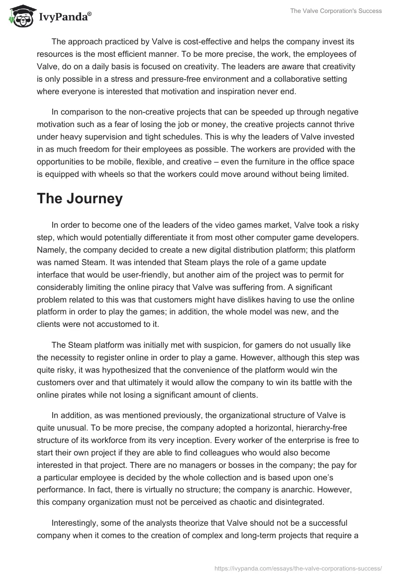 The Valve Corporation's Success. Page 3