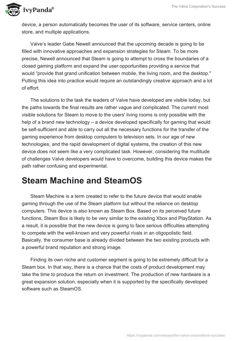 The Valve Corporation's Success. Page 5