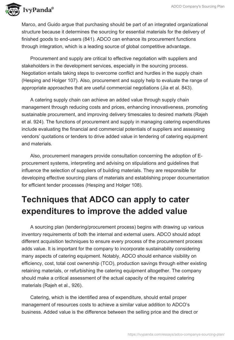 ADCO Company's Sourcing Plan. Page 4