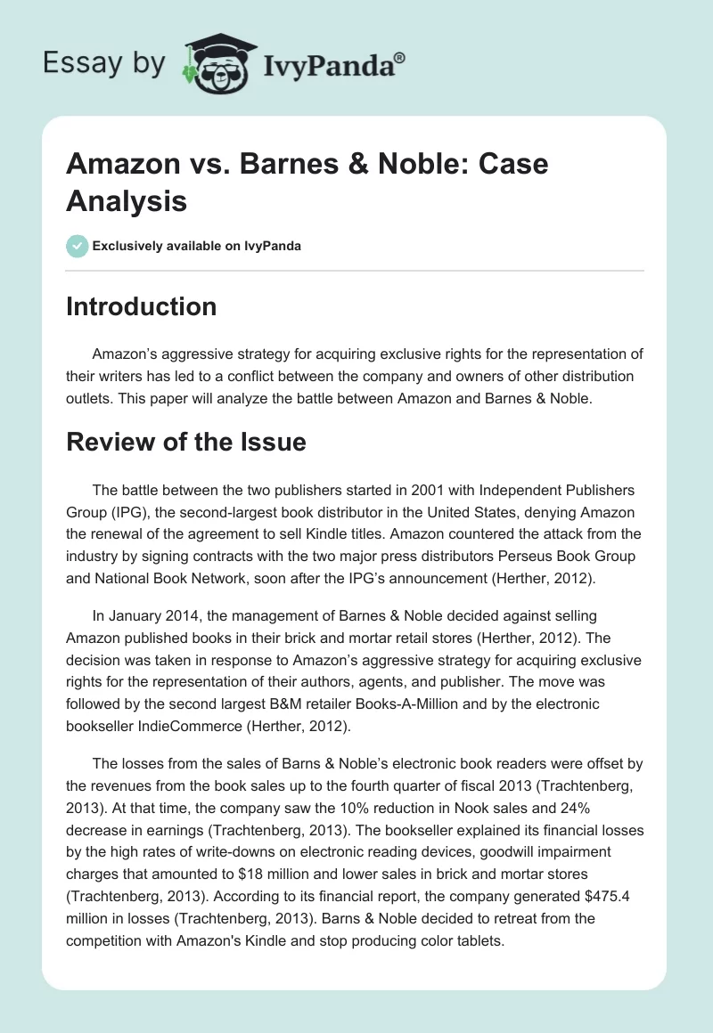 Amazon vs. Barnes & Noble: Case Analysis. Page 1