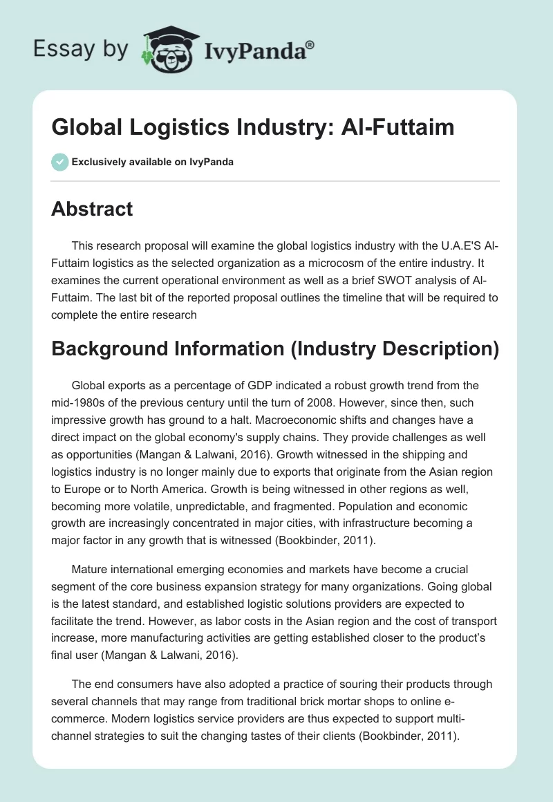 Global Logistics Industry: Al-Futtaim. Page 1