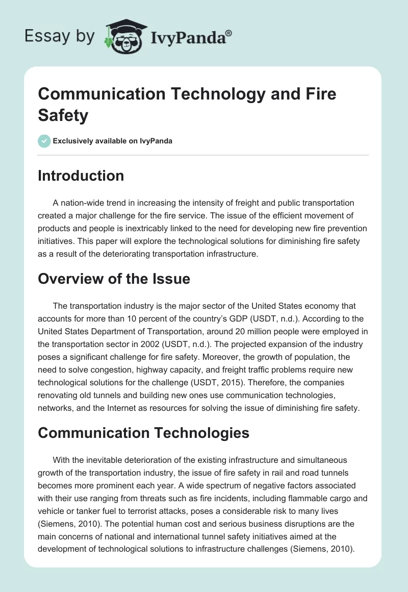Communication Technology and Fire Safety. Page 1