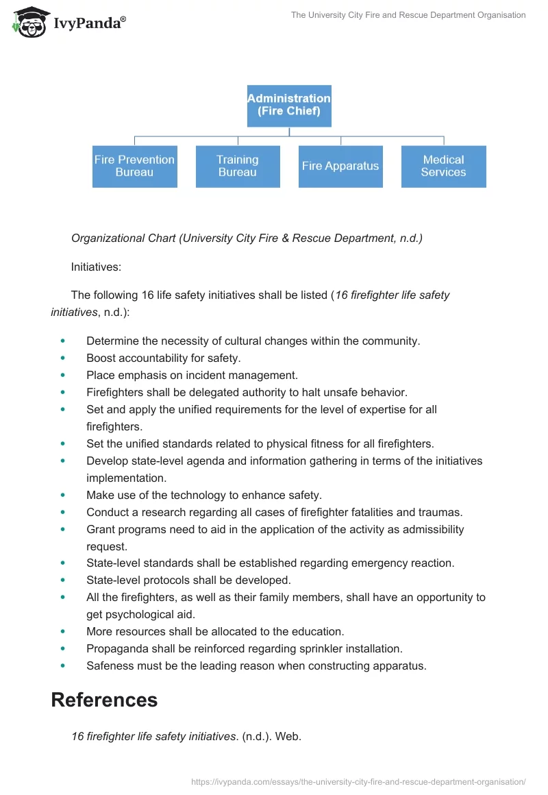 The University City Fire and Rescue Department Organisation. Page 4
