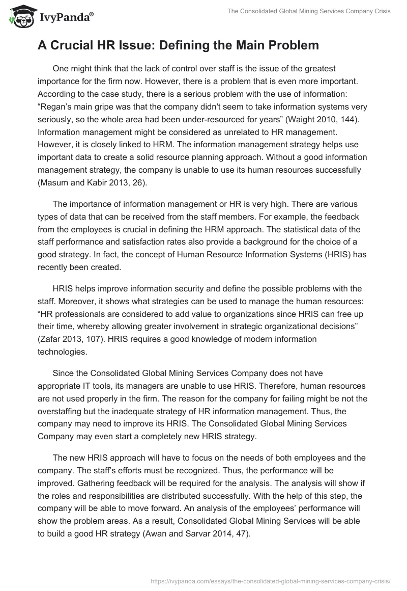 The Consolidated Global Mining Services Company Crisis. Page 2