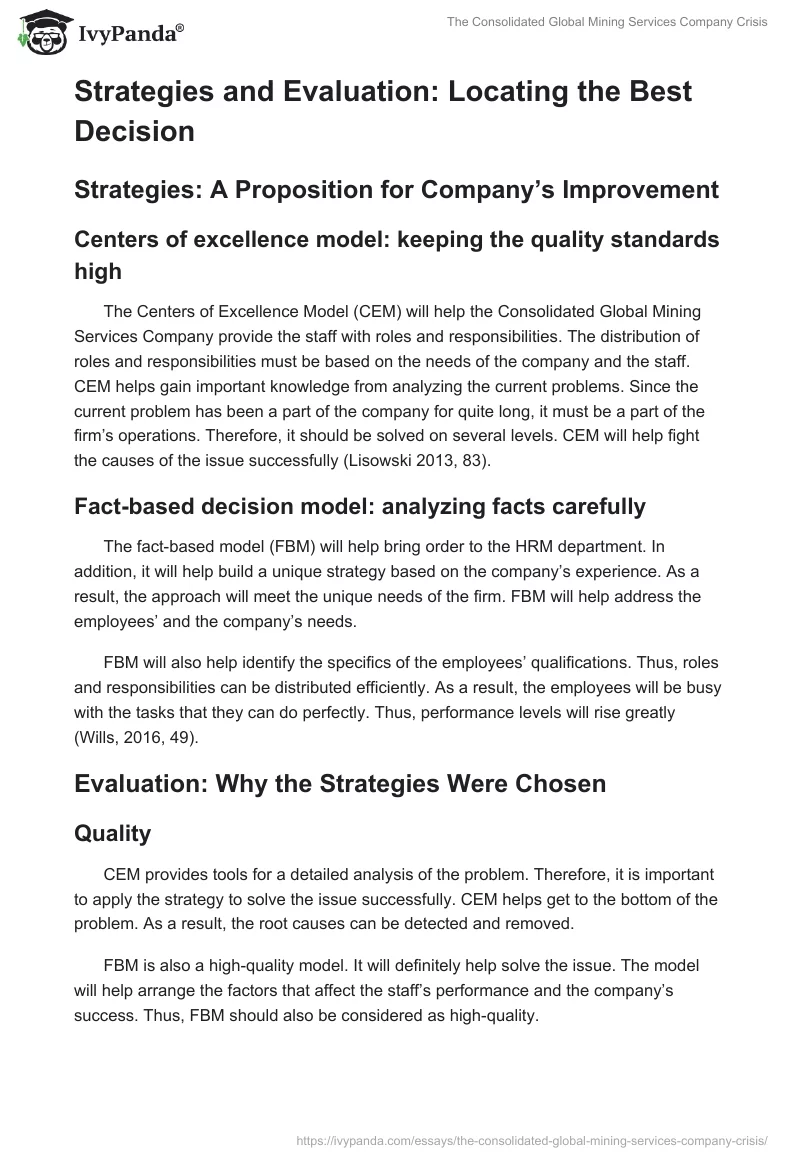 The Consolidated Global Mining Services Company Crisis. Page 3