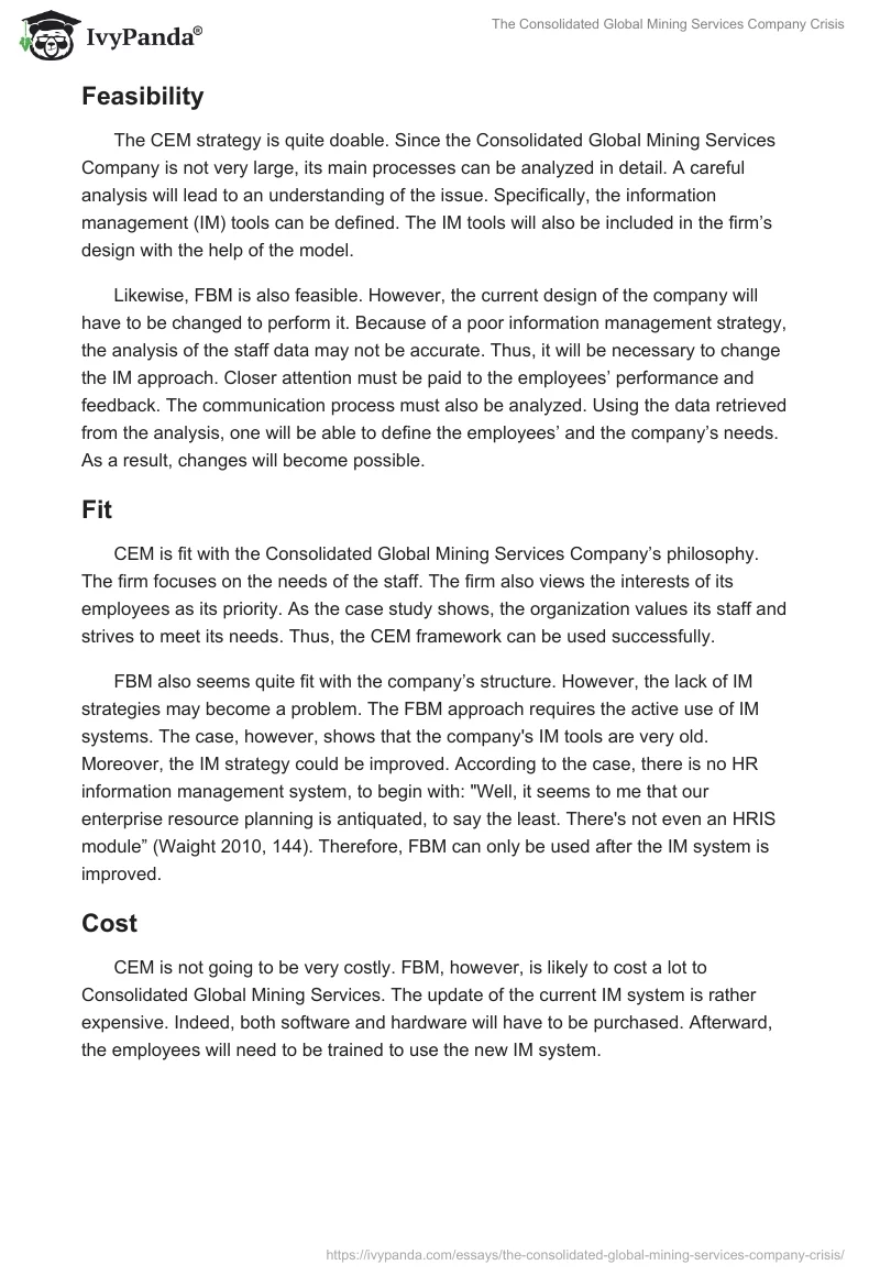 The Consolidated Global Mining Services Company Crisis. Page 4