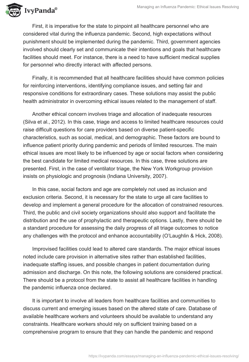 Managing an Influenza Pandemic: Ethical Issues Resolving. Page 2