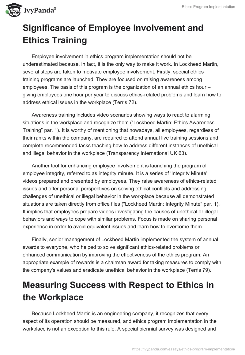 Ethics Program Implementation. Page 2