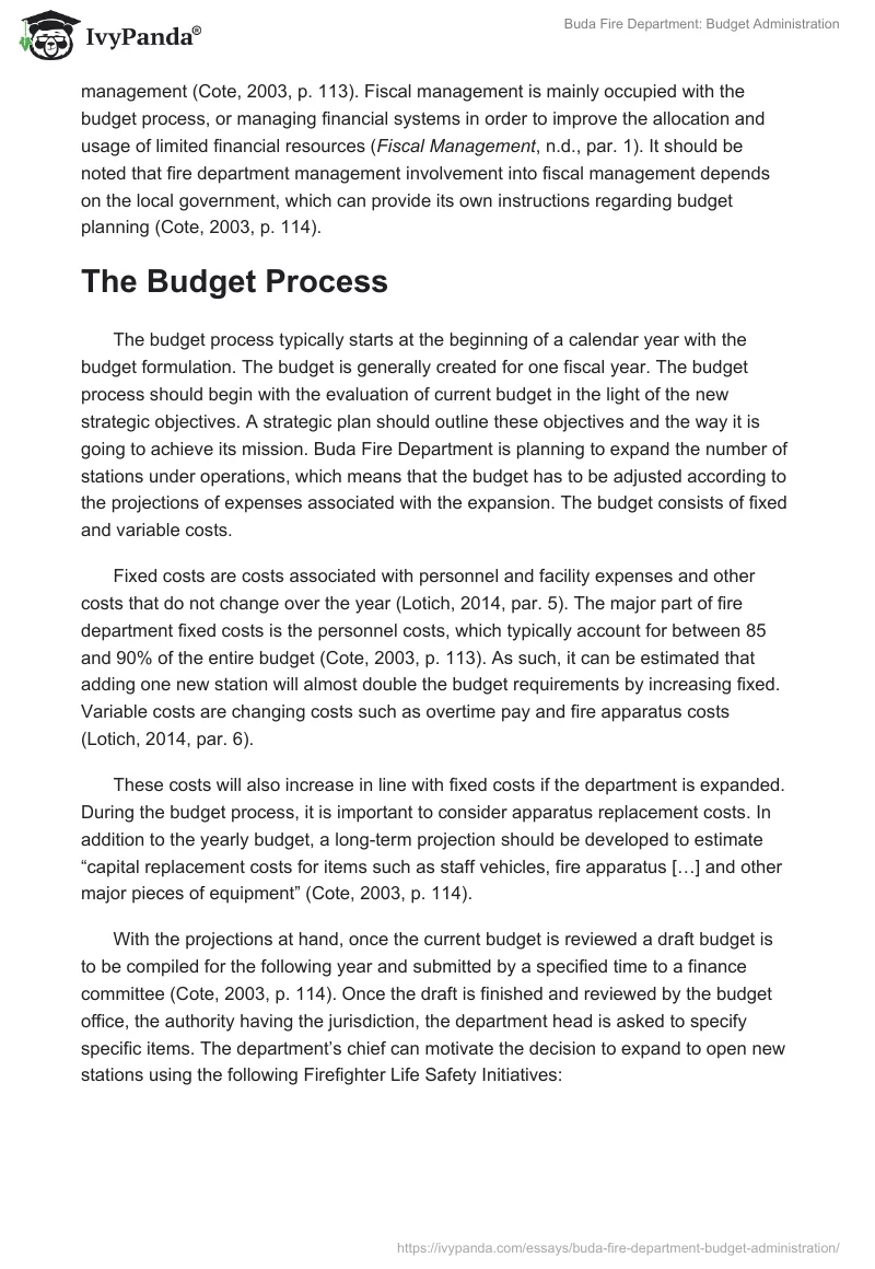 Buda Fire Department: Budget Administration. Page 2