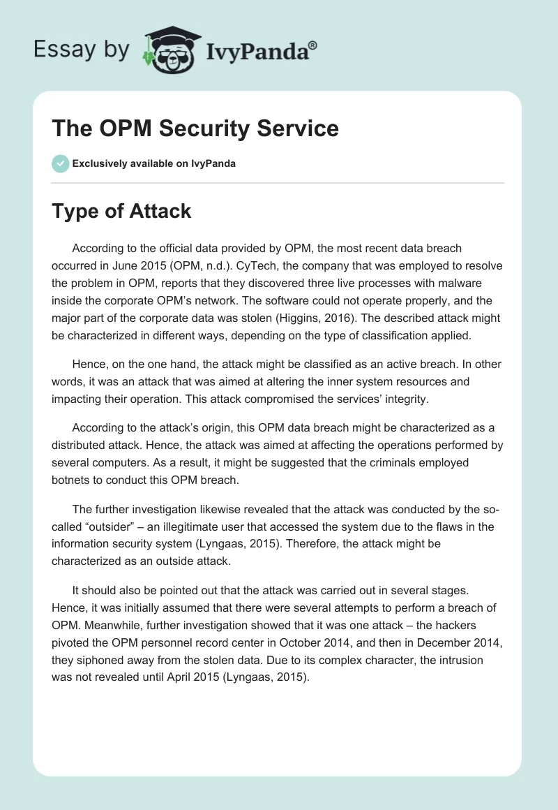 The OPM Security Service. Page 1