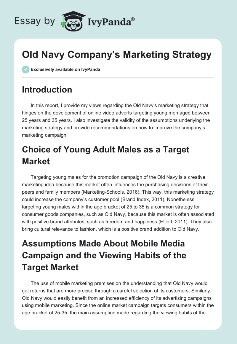 Old Navy Company's Marketing Strategy. Page 1