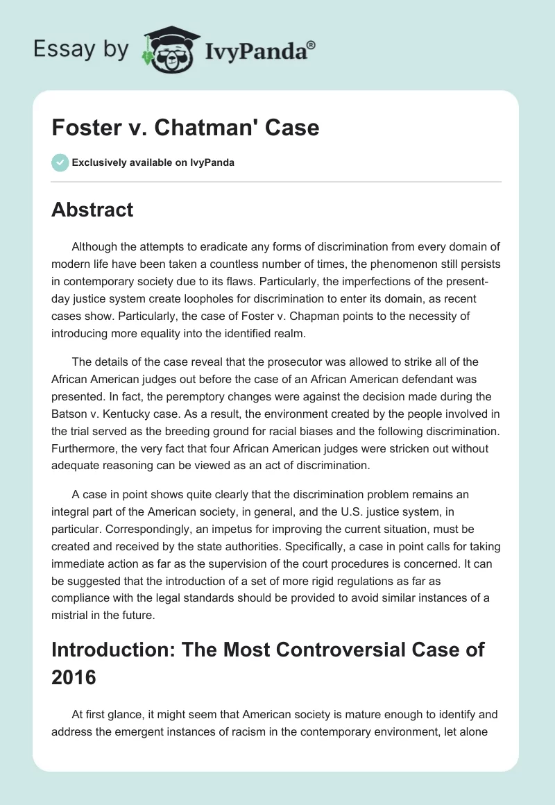 Foster v. Chatman' Case. Page 1
